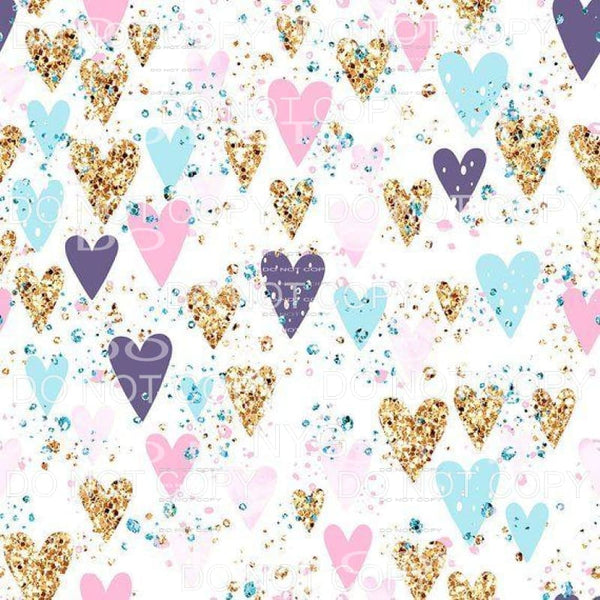 Blue Pink Purple Gold Glitter Hearts Sheet Sublimation 