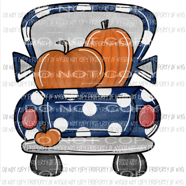 blue polka dot pumpkin truck Sublimation transfers Heat Transfer