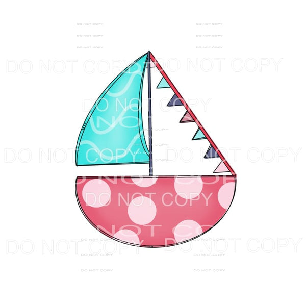 Blue Red Stripe Sailboat Sublimation transfers - Heat 