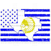 Blue Texas flag Indians Sublimation transfers Heat Transfer