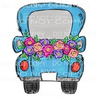 Blue Vintage Truck Floral Sublimation transfers - Heat 