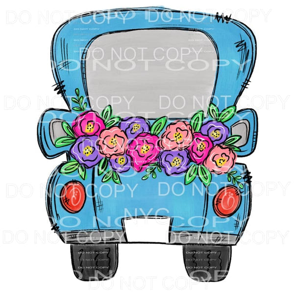 Blue Vintage Truck Floral Sublimation transfers - Heat 