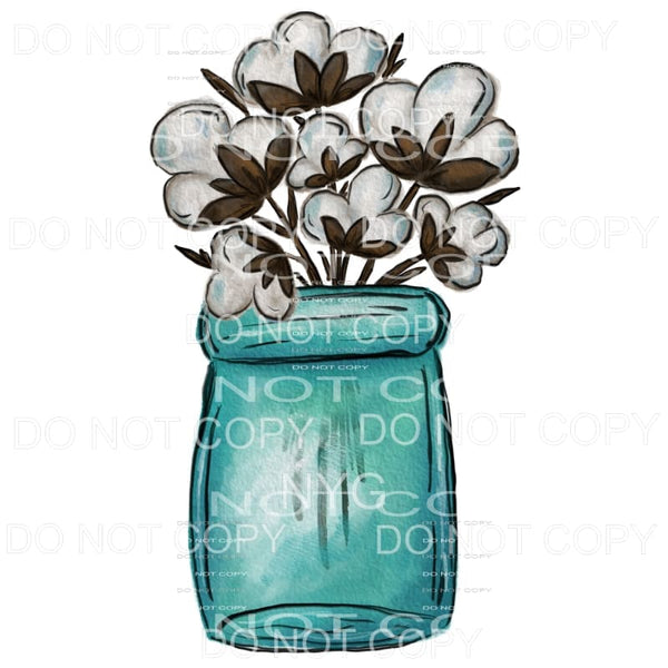 Blue Watercolor Jar of Cotton #2064 Sublimation transfers - 