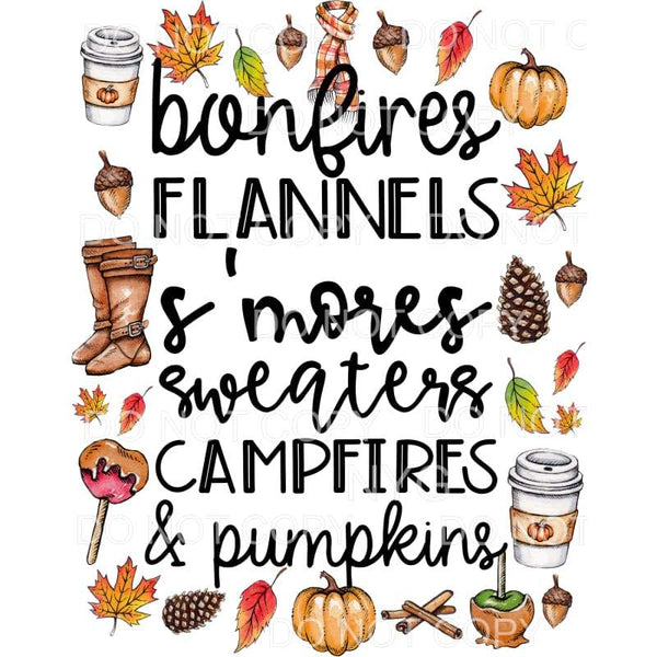 Bonfires Flannels Fall Words And Things Sublimation 