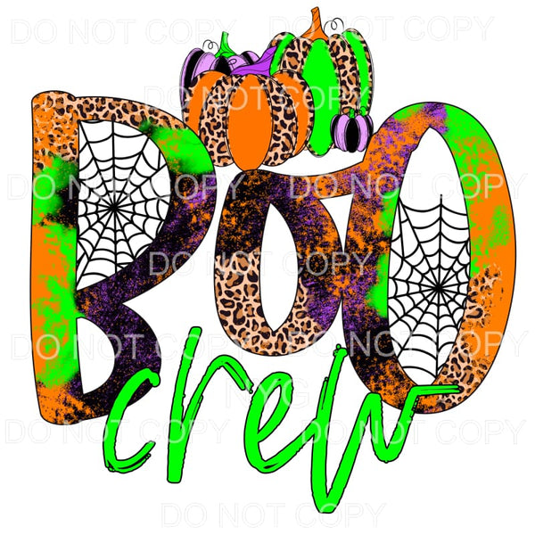 Boo Crew Pumpkins Spider Web pard Purple Orange Green Grunge