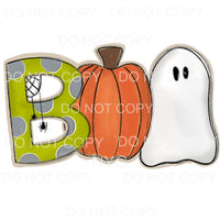 BOO Green Grey Polka Dots Spiders Orange Pumpkin Ghost #155 