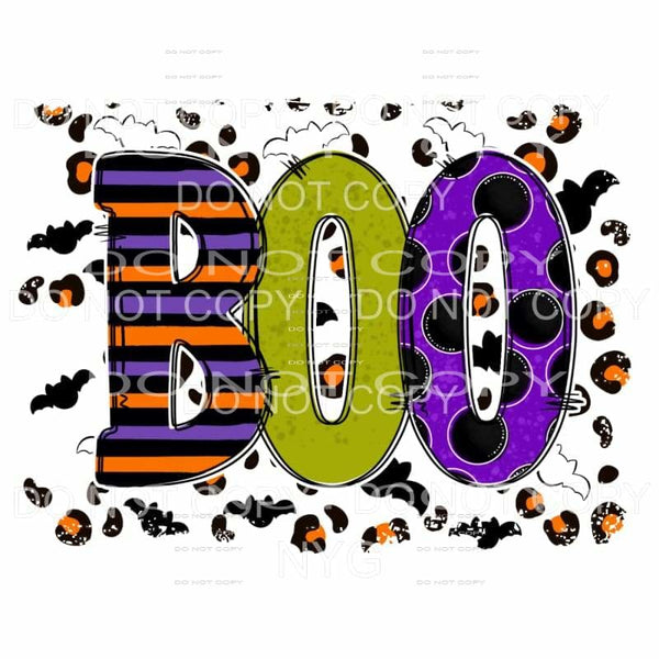 Boo Purple Orange Green Letters Bats Black Orange Leopard 