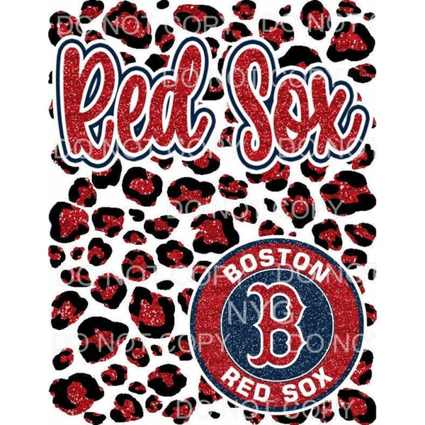 Boston Redsox Red Baseball Glitter Leopard Background 