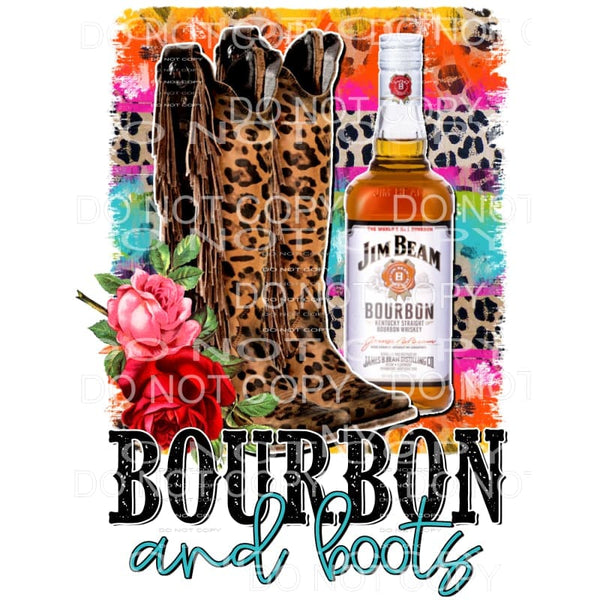 Bourbon And Boots Leopard Jim Beam Bottle Floral Sublimation