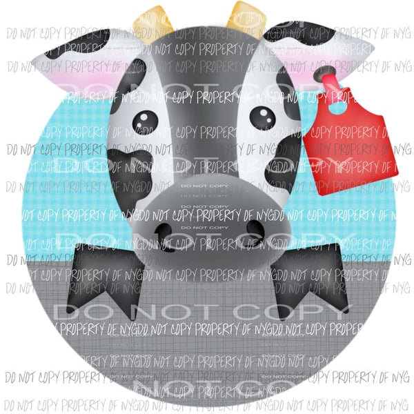 Boy Cow Split Circle red ear tag Sublimation transfers Heat Transfer