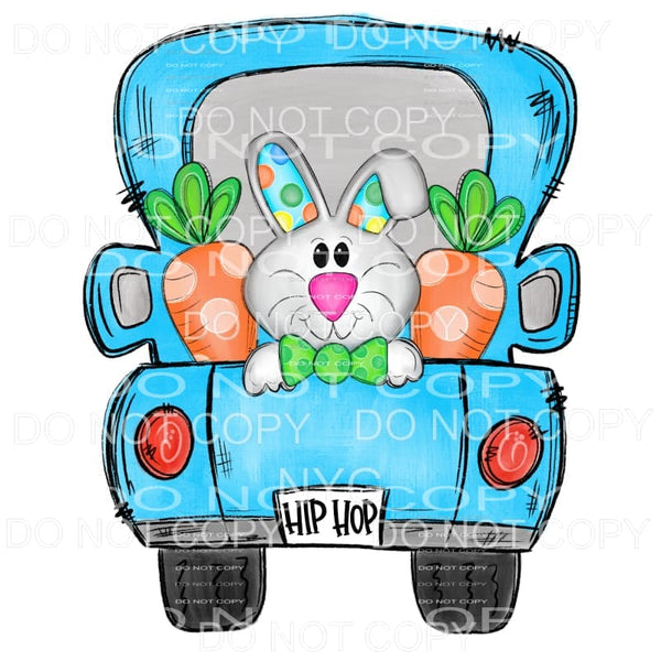 Boy Hip Hop Easter Bunny Blue Truck Sublimation transfers - 