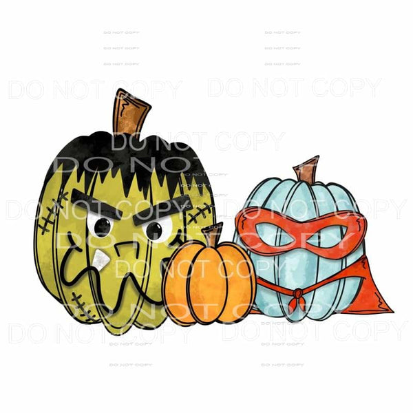 Boy Pumpkins Trio Frankenstein Super Hero Halloween 