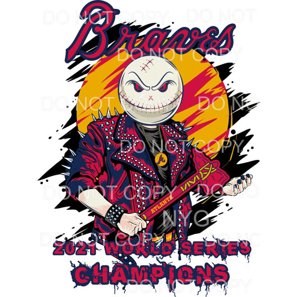 Braves 2021 World Series Champions Red Blue Yellow Baseball 