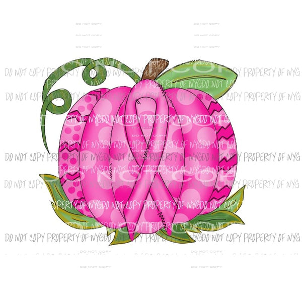 Breast Cancer Awareness Pumpkin pink ribbon Sublimation transfers Heat Transfer