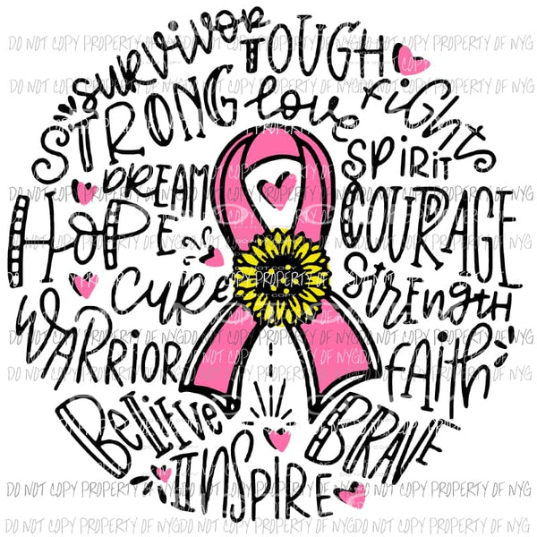 Breast Cancer Hope typo Sublimation transfers Heat Transfer