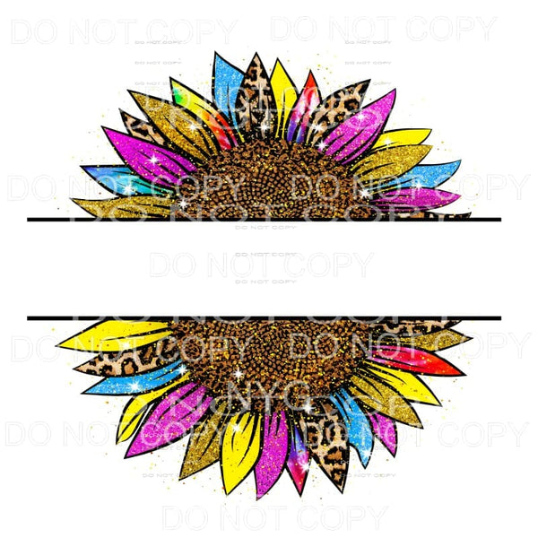 Bright Colorful Leopard Split Sunflower Sublimation 