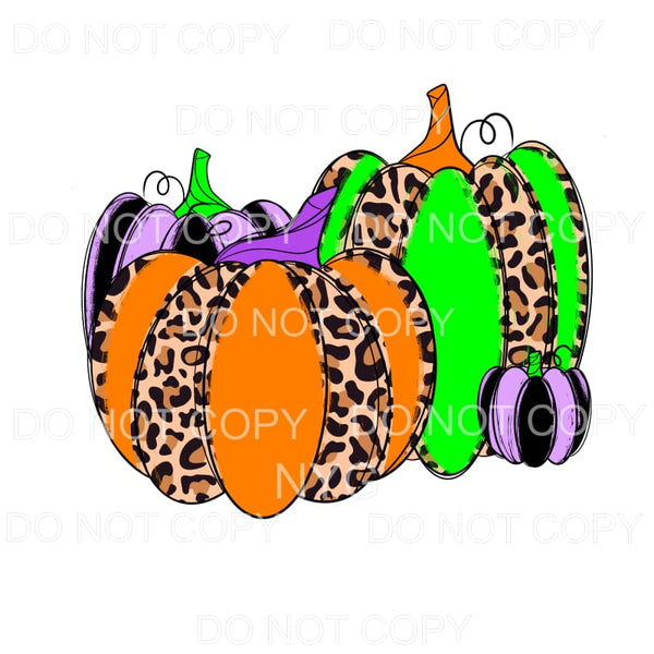 Bright Halloween Pumpkins Purple Orange Green Leoaprd #361 