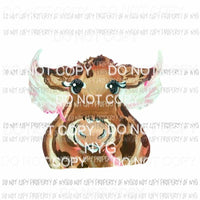 Brown Cupid Cow Sublimation transfers Heat Transfer
