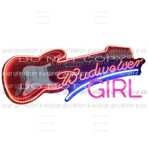 Budweiser Girl Neon Sublimation transfers Heat Transfer