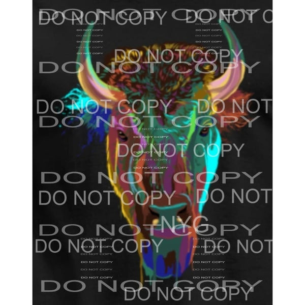 Buffalo Bright Neon Colors Black Background Sublimation 