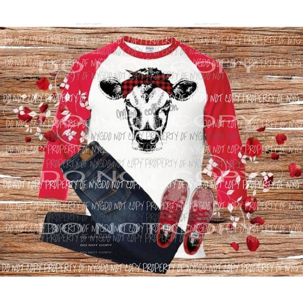 Buffalo Plaid Cow #15 Adult Size 9x8 Heat Transfer