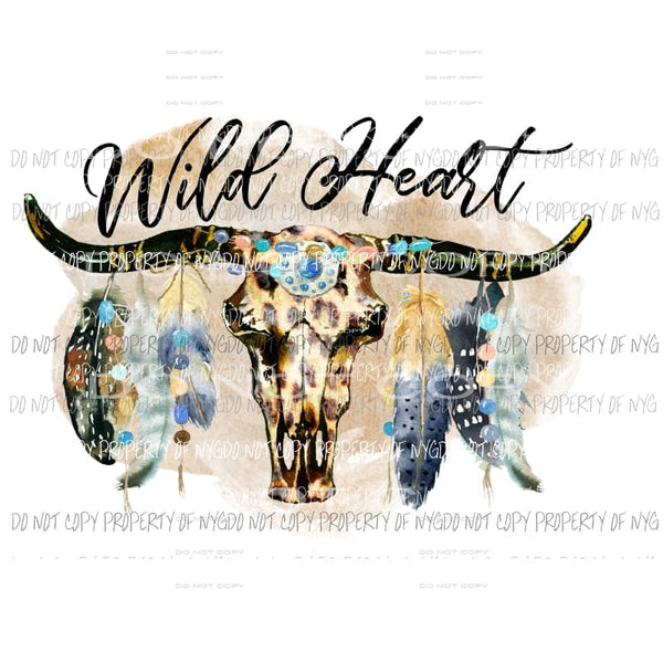 bull skull # 16 wild heart Sublimation transfers Heat Transfer