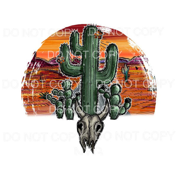 Bull Skull Cactus Sublimation transfers - Heat Transfer