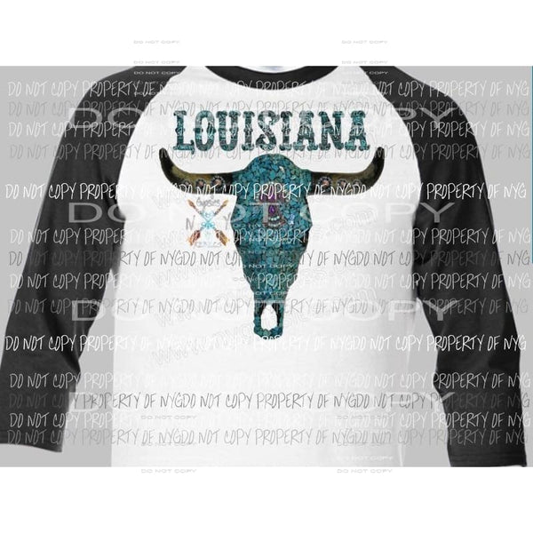 Bull skull Louisiana turquoise sublimation transfer Heat Transfer