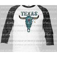 Bull skull Texas turquoise sublimation transfer Heat Transfer