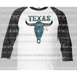 Bull skull Texas turquoise sublimation transfer Heat Transfer