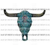 Bull skull turquoise # 333 sublimation transfer Heat Transfer