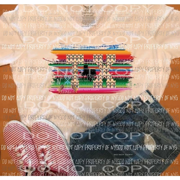 Bull Skull TX serape Texas sublimation transfer Heat Transfer