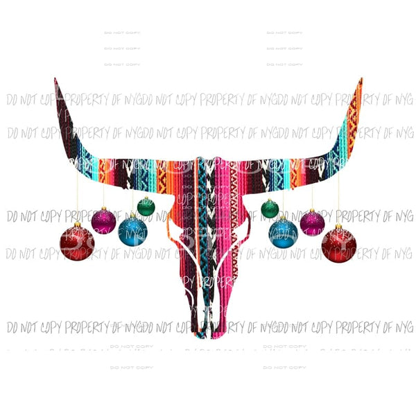 Bull skull with Christmas 5 Sublimation transfers Heat Transfer