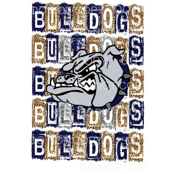 bulldogs block letters navy Sublimation transfers - Heat 