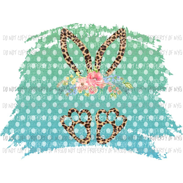 Bunny Ears and Paws leopard #2 polka dots background Sublimation transfers Heat Transfer