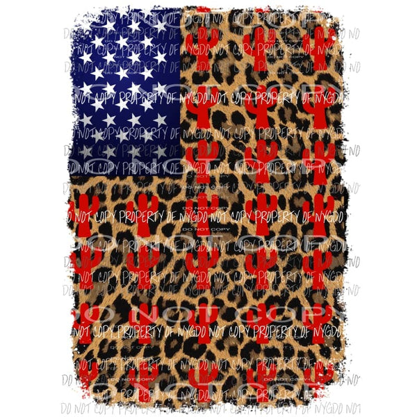 Cactus American Flag Sublimation transfers Heat Transfer