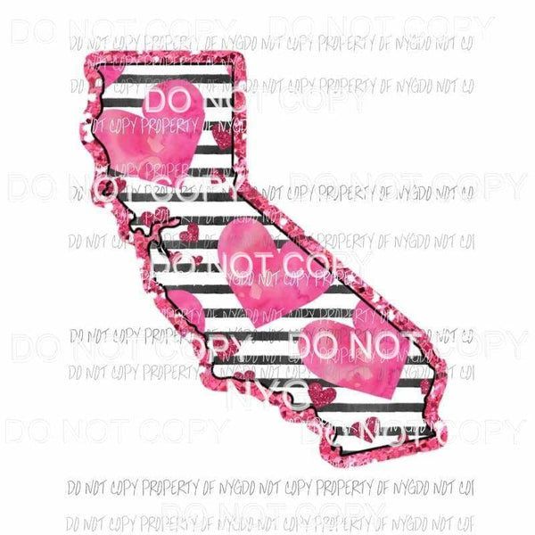 California pink heart black stripes Sublimation transfers Heat Transfer