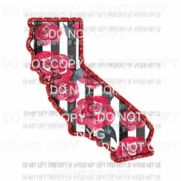 California red floral stripes Sublimation transfers Heat Transfer
