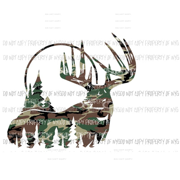 Camo Buck #1 trees Sublimation transfers Heat Transfer
