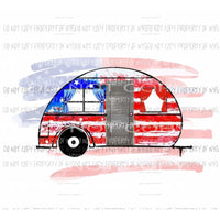 Camper red white blue flag background Sublimation transfers Heat Transfer