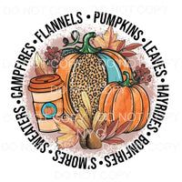 Campfires Flannels Pumpkins Leoaprd Plaid Teal Orange Fall 