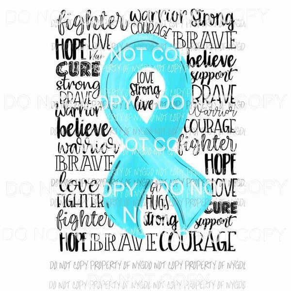 Cancer ribbon light blue #1 Sublimation transfers Heat Transfer