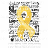 Cancer ribbon yellow #1 Sublimation transfers Heat Transfer