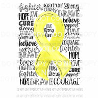 Cancer ribbon yellow #2 Sublimation transfers Heat Transfer