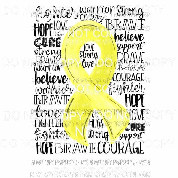 Cancer ribbon yellow #2 Sublimation transfers Heat Transfer