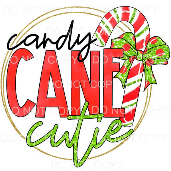 Candy Cane Cutie Red Green Glitter Gold Circle #1111 