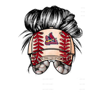 Cardinals messy bun # 9054 Sublimation transfers - Heat 