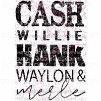 Cash Willie Hank Waylon Merle #2 Sublimation transfers Heat Transfer