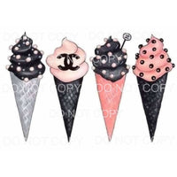martodesigns - Chanel Ice Cream Cones Pink Black Silver