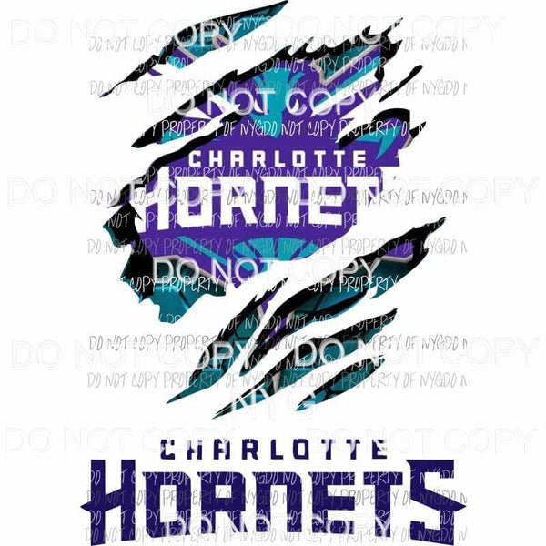 Charlotte Hornets ripped design Sublimation transfers Heat Transfer